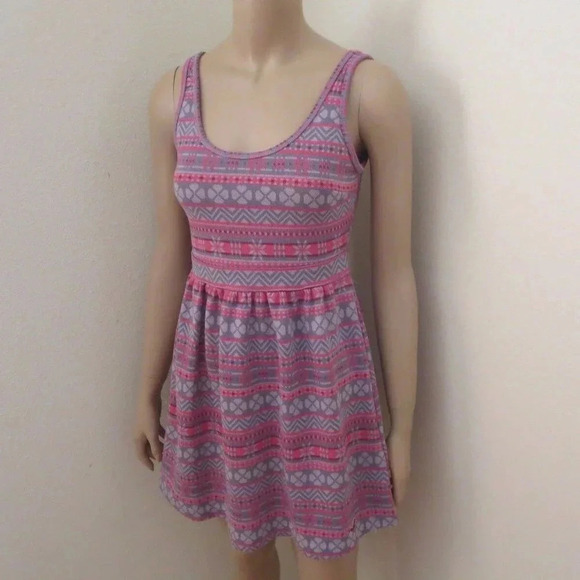 Hollister Patterned Mini Dress Size Small Purple - Picture 2 of 5